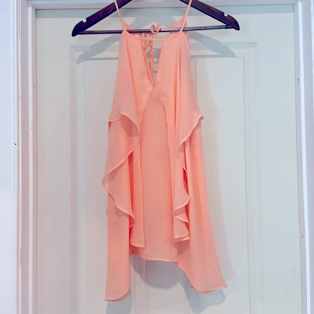 NWOT Women's sheer asymmetrical Flowey tank